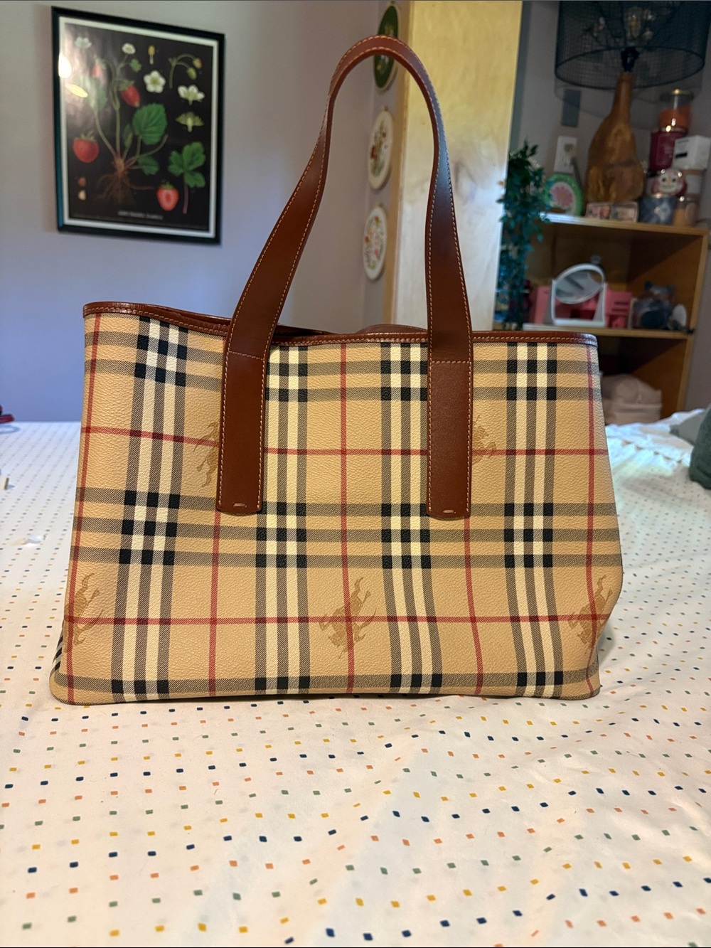 Preloved Burberry Haymarket Tote